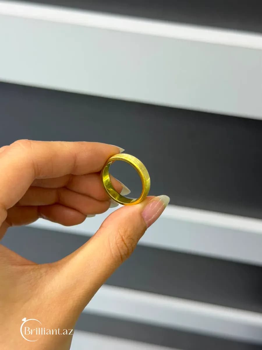 Qızılı rəng unisex üzük- Hamar Klassik