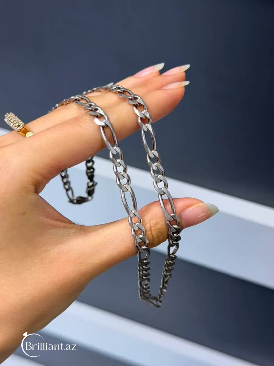 Серебряное мужское ожерелье - цепочка Фигаро