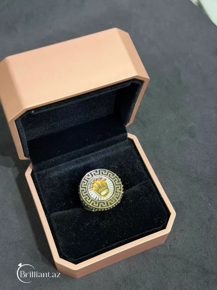 Серебряное мужское кольцо в стиле Rolex/Crown