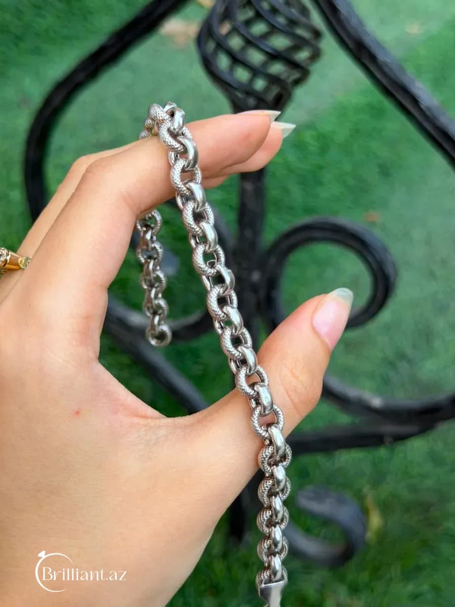 Thick silver bracelet for men