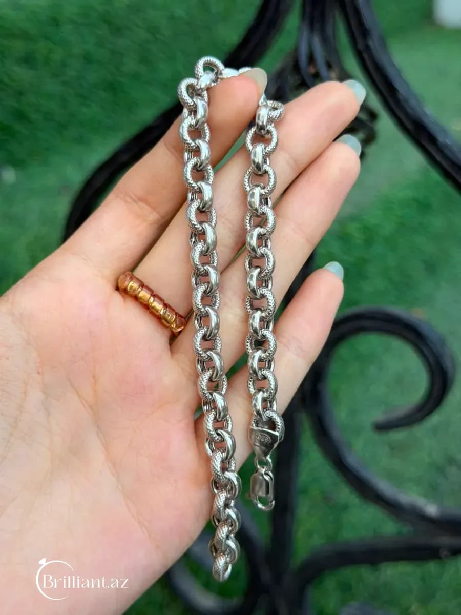 Thick silver bracelet for men
